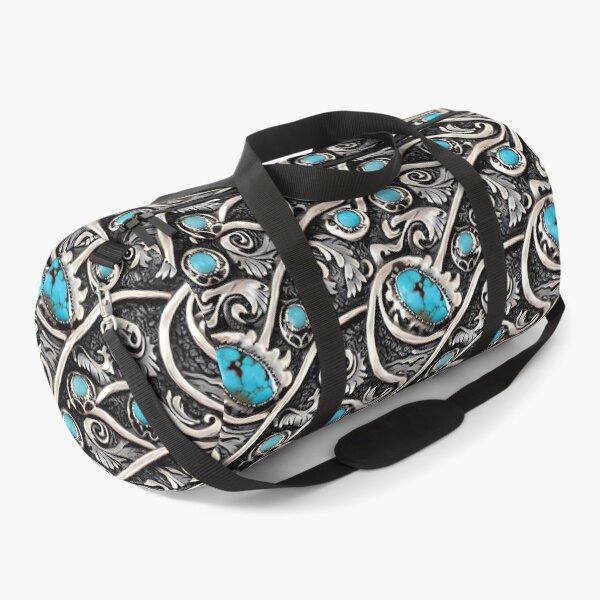 Item preview, South West Turquoise Gemstone Silver Retro Vintage Seamless Pattern Inspired by Native American Handmade Sterling Silver Jewelry Rockin Art by Badassbazaar designed and sold by BadassBazaar.