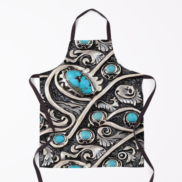Item preview, South West Turquoise Gemstone Silver Retro Vintage Seamless Pattern Inspired by Native American Handmade Sterling Silver Jewelry Rockin Art by Badassbazaar designed and sold by BadassBazaar.