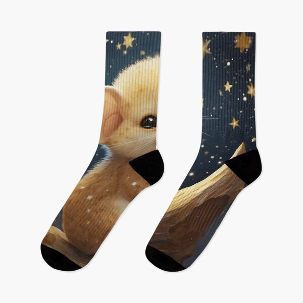 Item preview, Starry Night Dormouse on Crescent Moon designed and sold by PaintbrushPlace.