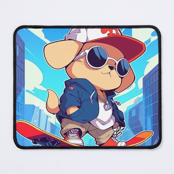Item preview, Cute Dog Skateboarder City Adventure designed and sold by PaintbrushPlace.