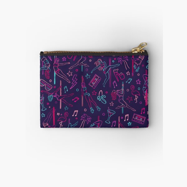 Item preview, Retro 80s Pole dancers and neon signs pattern - Navy designed and sold by EcoElsa.