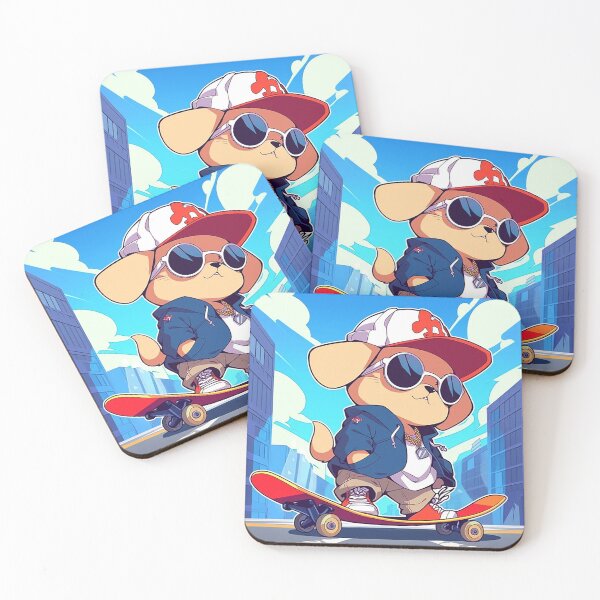 Item preview, Cute Dog Skateboarder City Adventure designed and sold by PaintbrushPlace.