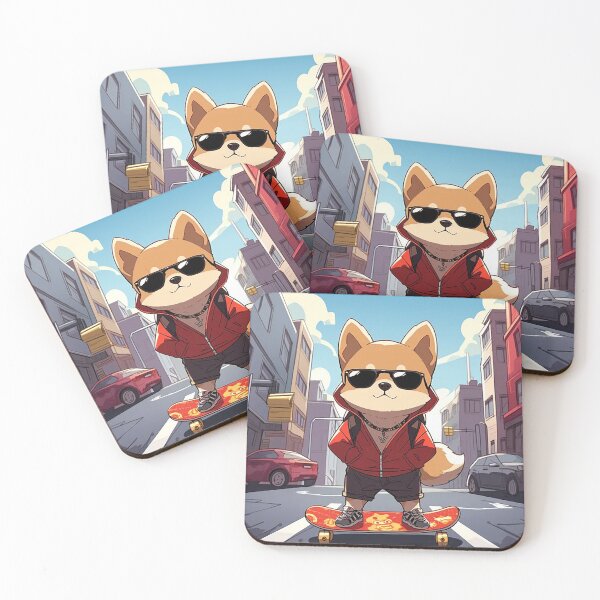 Item preview, Skateboarding Dog in Urban Landscape designed and sold by PaintbrushPlace.