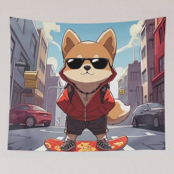 Item preview, Skateboarding Dog in Urban Landscape designed and sold by PaintbrushPlace.