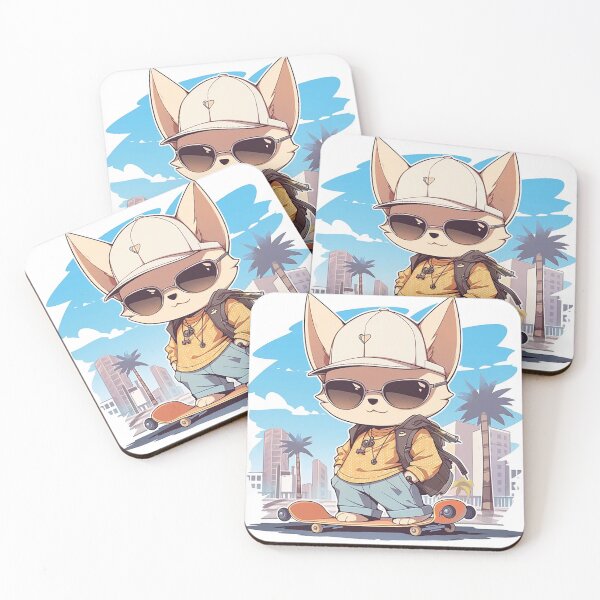 Item preview, Stylish Cat on Skateboard with City Backdrop designed and sold by PaintbrushPlace.