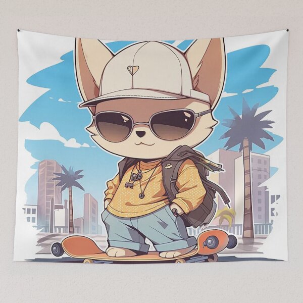 Item preview, Stylish Cat on Skateboard with City Backdrop designed and sold by PaintbrushPlace.