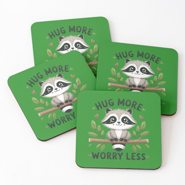 Item preview, "Hug More, Worry Less" Playful Raccoon designed and sold by luvablelifeform.