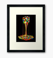 Rainbow melted rubiks cube Abstract Framed Print