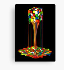 Rainbow melted rubiks cube Abstract Canvas Print