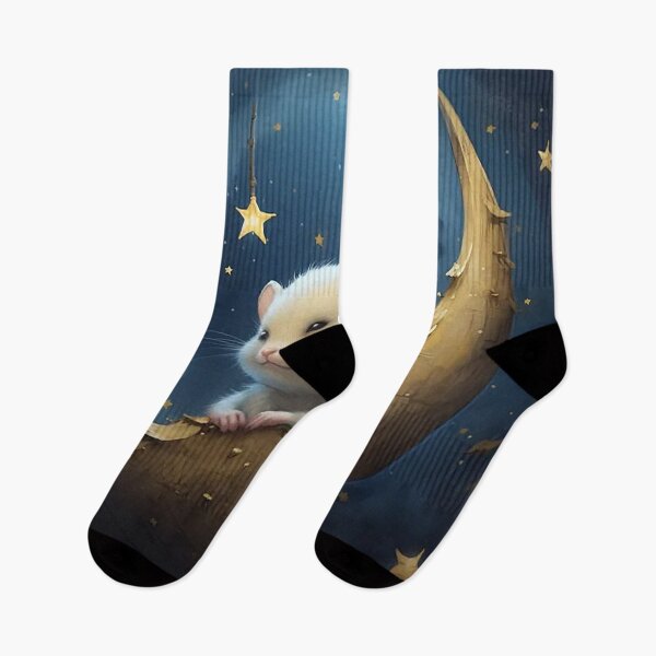 Item preview, Starry Night Dormouse on Crescent Moon designed and sold by PaintbrushPlace.