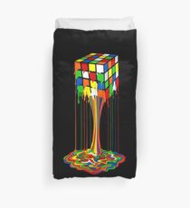 Rainbow melted rubiks cube Abstract Duvet Cover