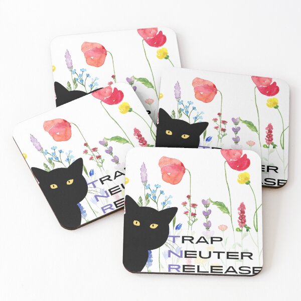 Item preview, trap neuter release cat with flowers designed and sold by artiegallery.