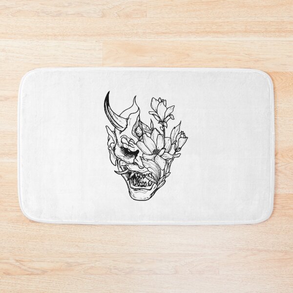Item preview, Fesarsome Oni Mask Black Ink Art: A Traditional Japanese Demon designed and sold by InkStation24.