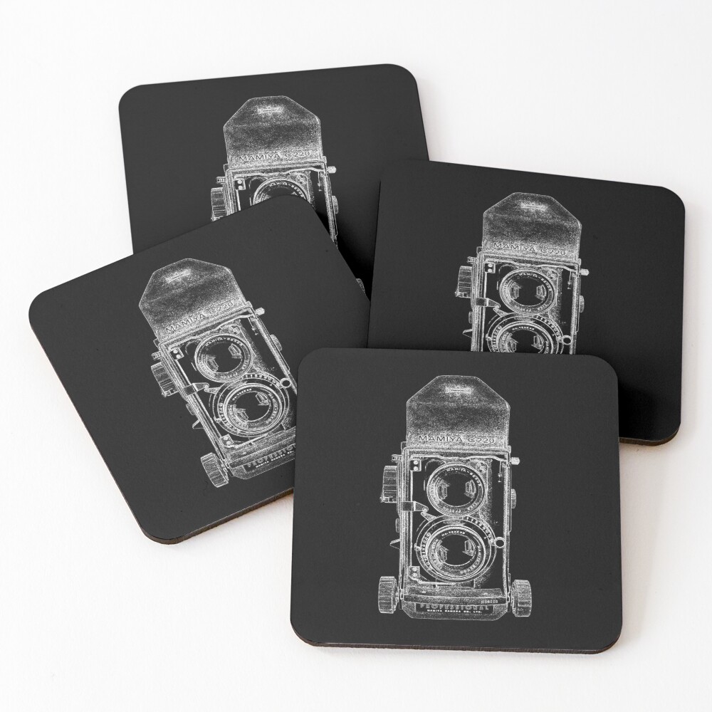 Mamiya C220 with White Outline Coasters (Set of 4)