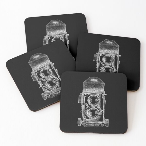 Mamiya C220 with White Outline Coasters (Set of 4)