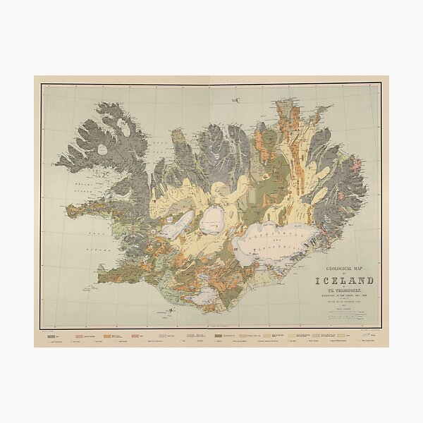 Vintage Geological Map of Iceland (1901) Photographic Print