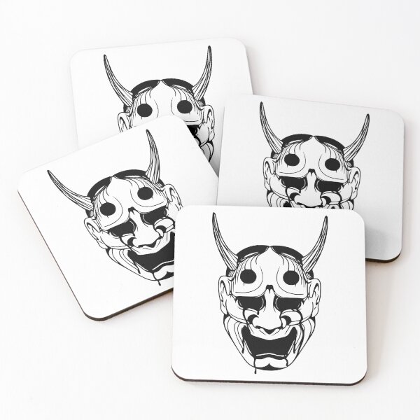 Item preview, Fearsome Oni Mask Black Ink Art designed and sold by InkStation24.