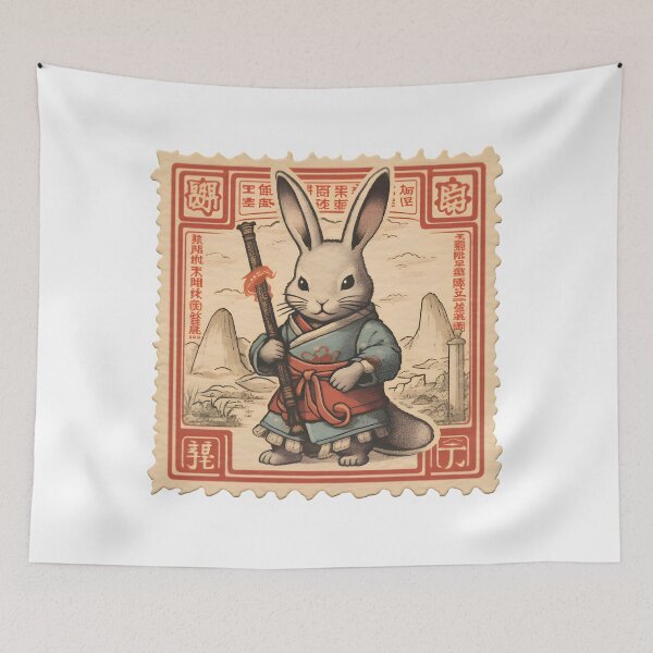 Item preview, Bunny Samurai Stamp Cute Vintage designed and sold by Yana Grech.