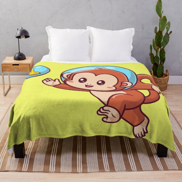 Item preview, "Cute Monkey Astronaut Catching Banana Cartoon Vector Icon Illustration" designed and sold by hjian8219.