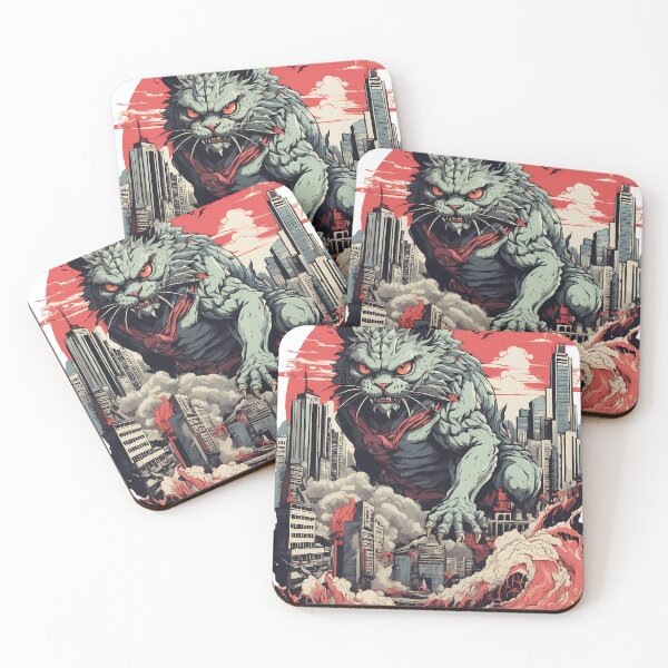 Item preview, Catzilla funny cat Japanese Sunset designed and sold by wplamkung.