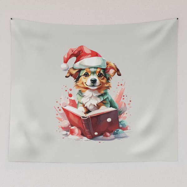 Item preview, Dog in Christmas Hat with Book - A Perfect Gift for Dog Lovers designed and sold by cutie1pie1dogs.
