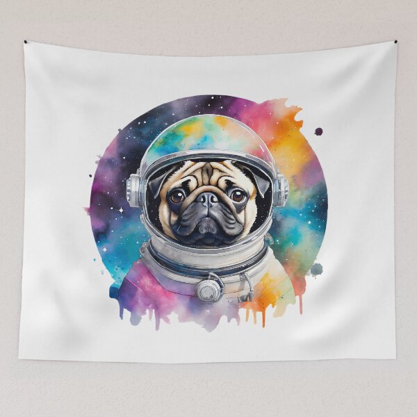 Item preview, Rainbow Galaxy Astronaut Pug designed and sold by craftyvixenart.