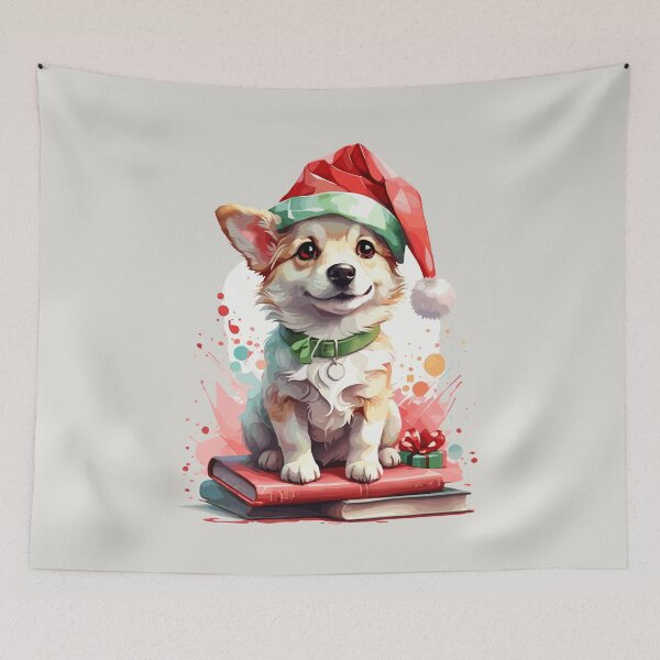 Item preview, Dog in Christmas Hat with Books - A Perfect Christmas Gift for Dog Lovers designed and sold by cutie1pie1dogs.