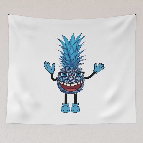 Aperçu de l'œuvre Ananas bleu avec un sourire créée et vendue par teurhparpstudio.