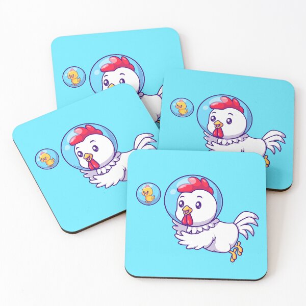 Item preview,  "Cute Chicken Astronaut Catching Chick Cartoon Vector Icon Illustration designed and sold by hjian8219.
