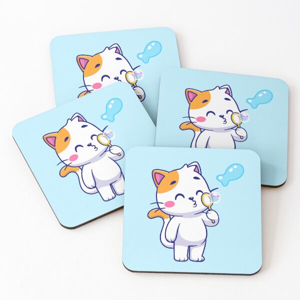 Item preview, "Cute Cat Blowing Fish Bubble Cartoon Vector Icon Illustration" designed and sold by hjian8219.