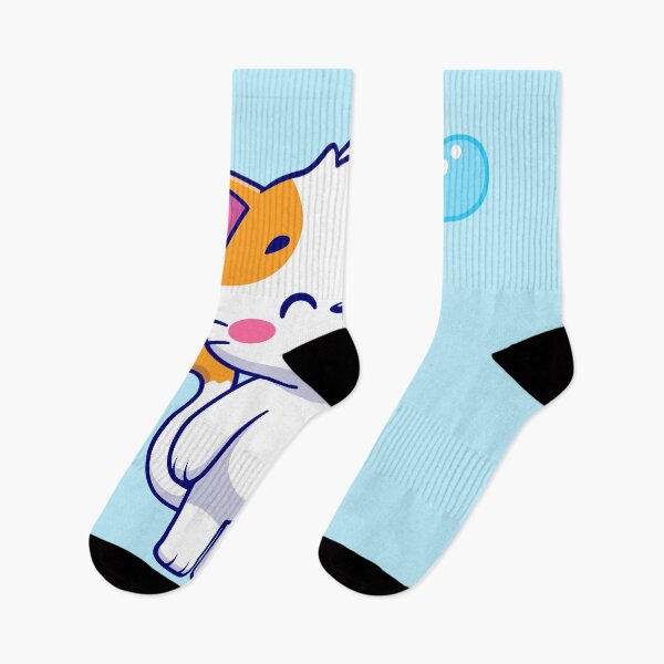 Item preview, "Cute Cat Blowing Fish Bubble Cartoon Vector Icon Illustration" designed and sold by hjian8219.