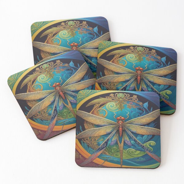 Item preview, Dragonfly Art Nouveau Painting designed and sold by druidwolfart.