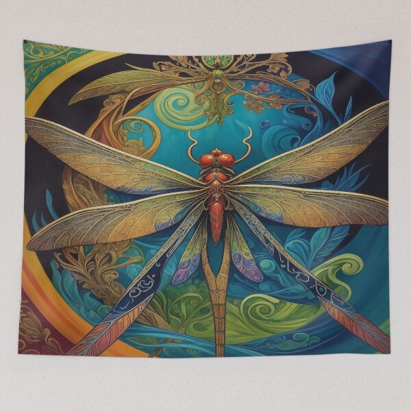 Item preview, Dragonfly Art Nouveau Painting designed and sold by druidwolfart.
