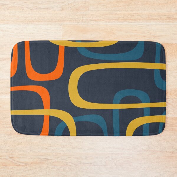 Item preview, Fine Loops Mid Century Modern Pattern Blue Orange Mustard designed and sold by kierkegaard.