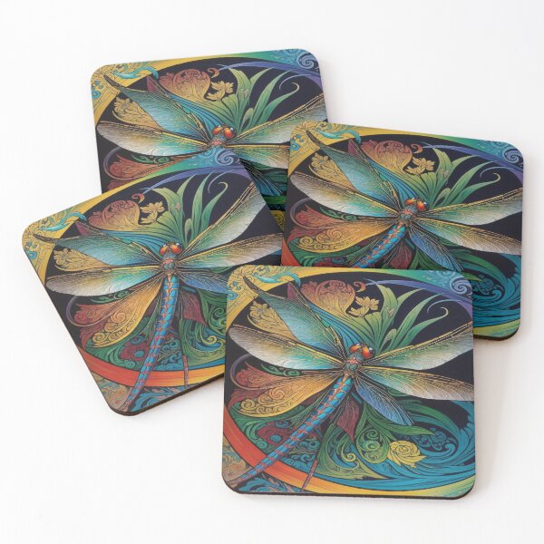 Item preview, Dragonfly Art Nouveau Painting designed and sold by druidwolfart.
