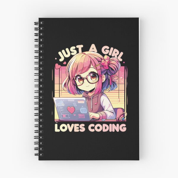 Item preview, girl working with laptop, just girl loves coding designed and sold by ShawishArt.