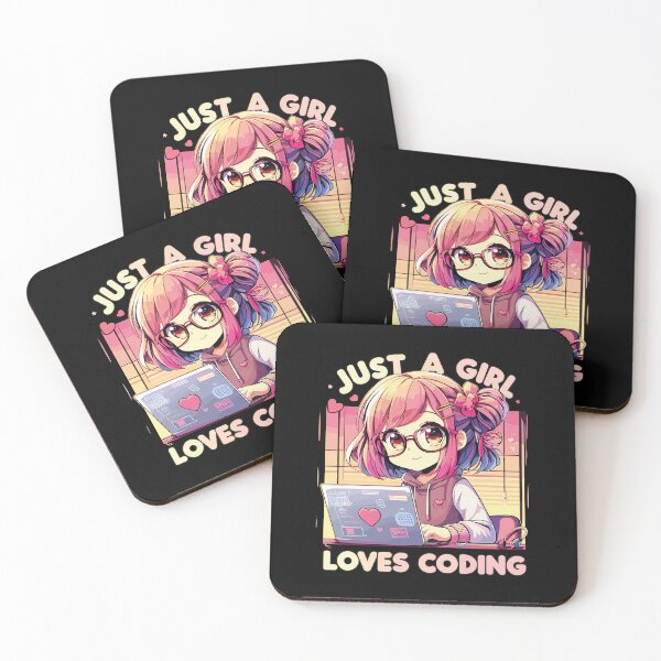 Item preview, girl working with laptop, just girl loves coding designed and sold by ShawishArt.