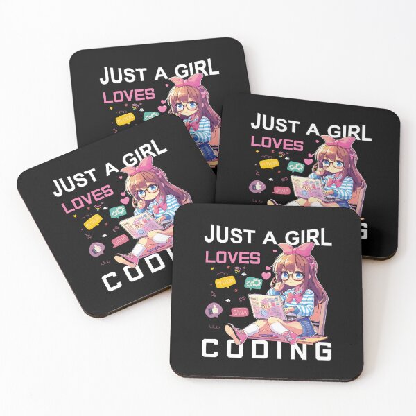 Item preview, girl working with laptop, just girl loves coding designed and sold by ShawishArt.