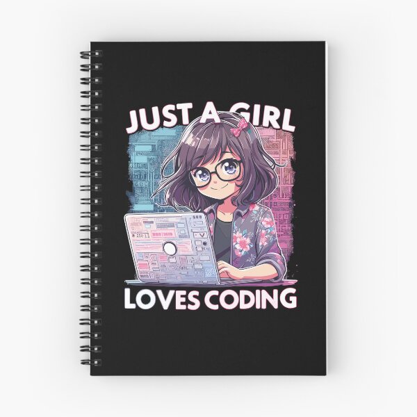Item preview, girl working with laptop, just girl loves coding designed and sold by ShawishArt.