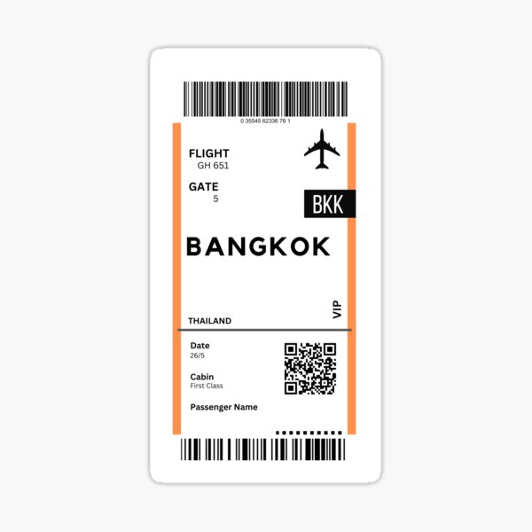 Item preview, Bangkok, Thaland Airplane Boarding Pass designed and sold by RoamInk.