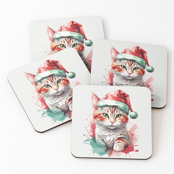 Item preview, Adorable Cat in Christmas Hat Illustration to Melt Your Heart! designed and sold by cutiepie11cats.