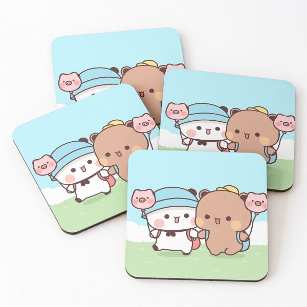 Item preview, Bubu and Dudu Balloon Hangout | Bear Couple | Panda Yier | Bubu Brownie Bear Sticker designed and sold by valeriehsin.
