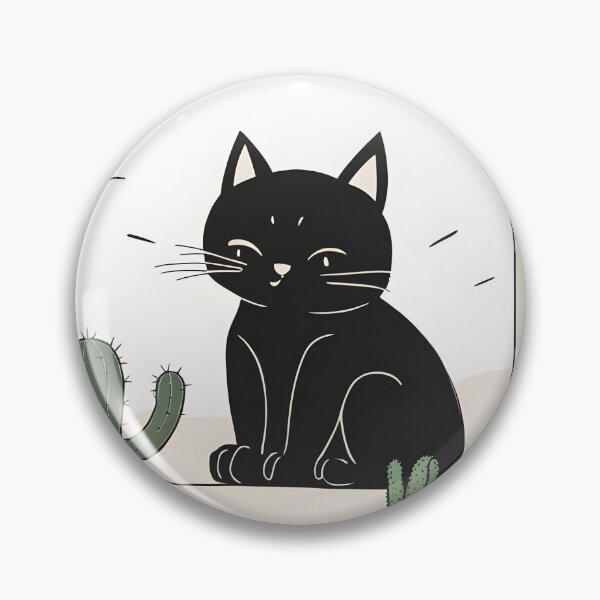 Item preview, Happy black cat with cactus In th window  designed and sold by Catophile.