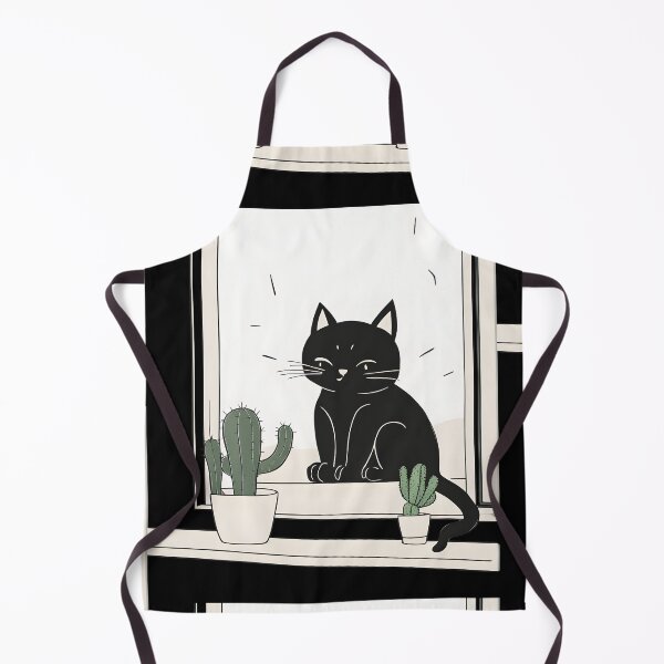 Item preview, Happy black cat with cactus In th window designed and sold by Catophile.