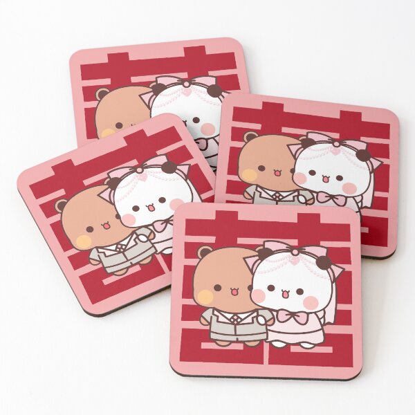 Item preview, Bubu and Dudu Wedding 结婚囍贴 | Bear Couple | Panda Yier | Bubu Brownie Bear Sticker designed and sold by valeriehsin.