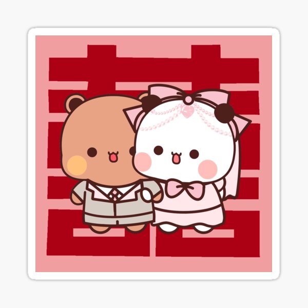 Bubu and Dudu Wedding 结婚囍贴, Bear Couple, Panda Yier, Bubu Brownie Bear  Sticker Sticker for Sale by valeriehsin