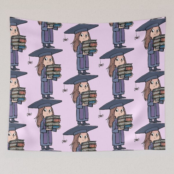Item preview, girl in a graduate student's uniform holds books in her hands designed and sold by duxpavlic.