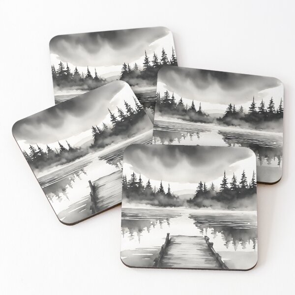 Item preview, View of Sunrise over a tranquil lake designed and sold by IssaraStudio.