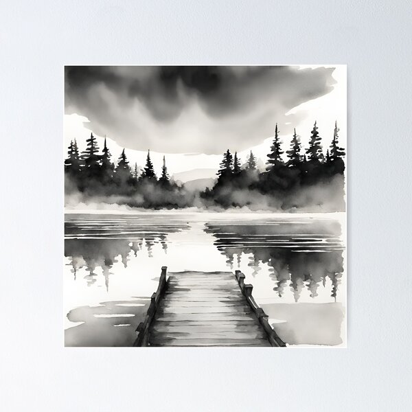 Item preview, View of Sunrise over a tranquil lake designed and sold by IssaraStudio.