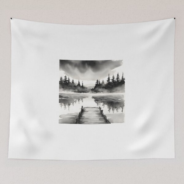 Item preview, View of Sunrise over a tranquil lake designed and sold by IssaraStudio.
